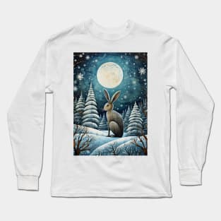 Moonlit Reverie: The Hare's Serenity Long Sleeve T-Shirt